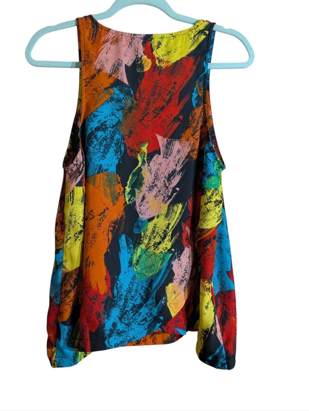 J. Jill Jack Abstract Print Tank Top Medium Colorful Asymmetrical Hem